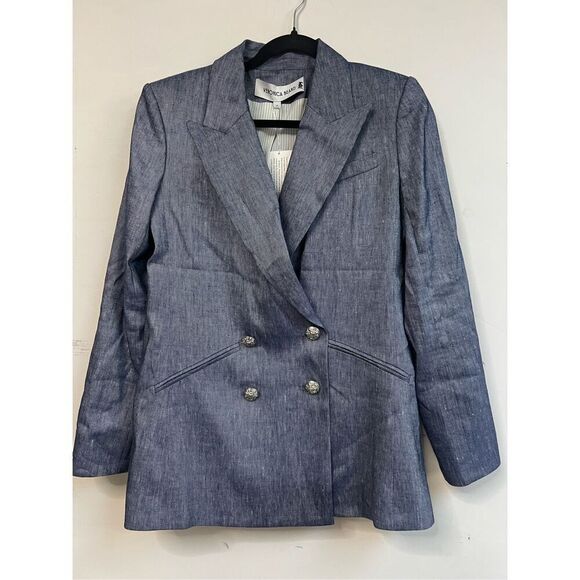 Veronica Beard Women's Blue Melange Dale Linen Dickey Jacket Size 6 NWT - Picture 2 of 9